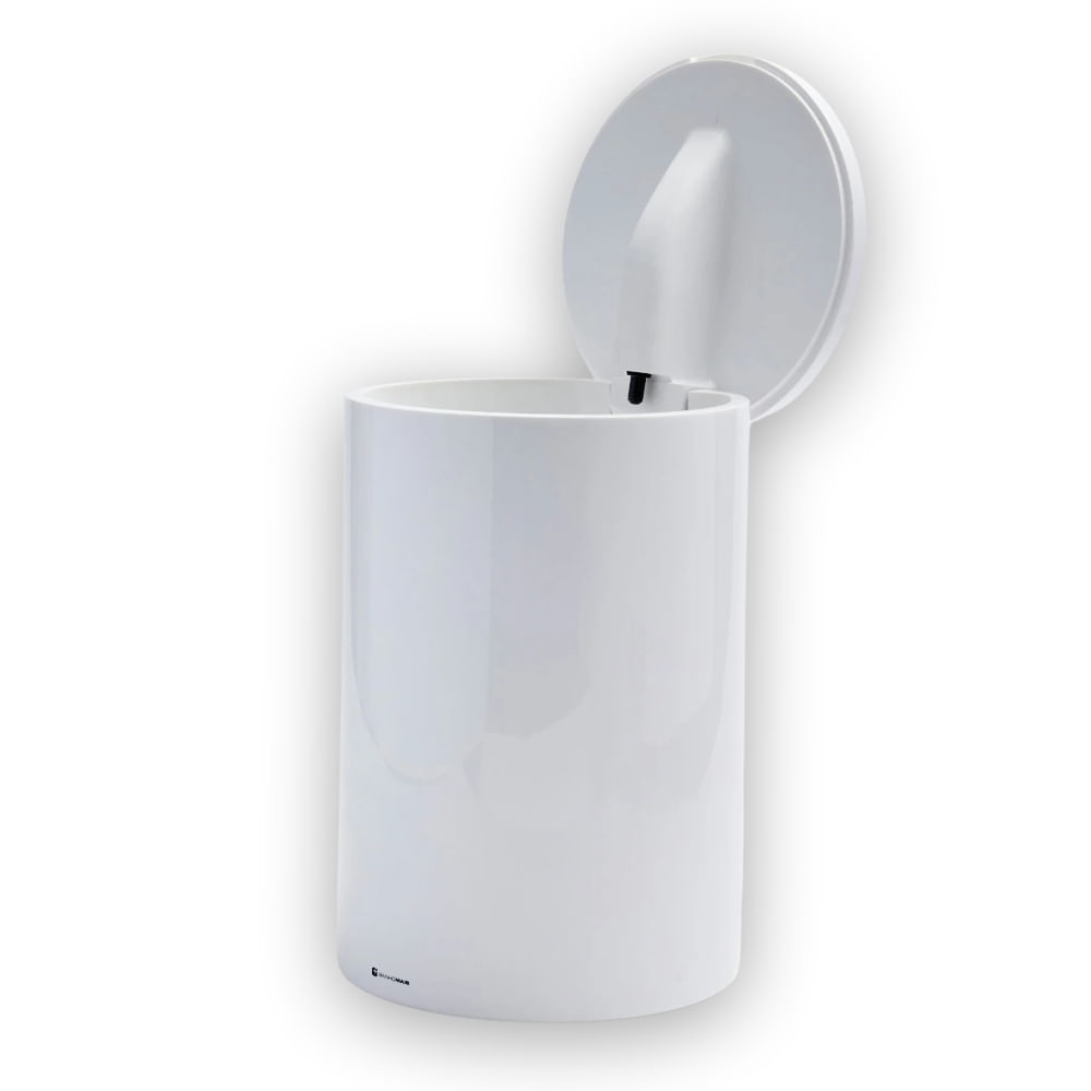 Lixeira com Tampa Redonda Soft Close Branco Brilhante Banho Mais